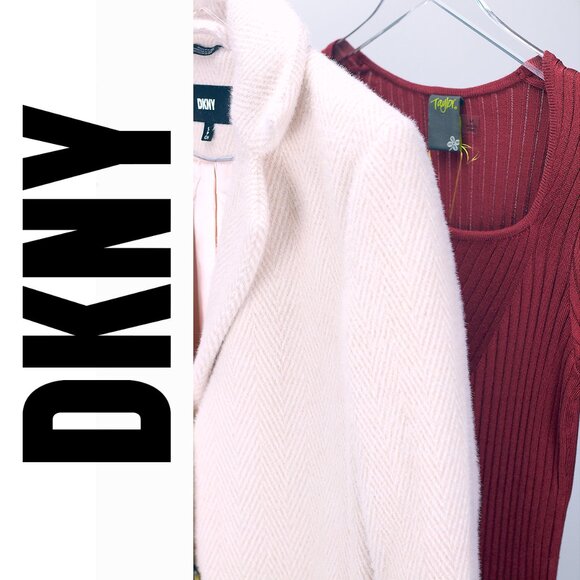 DKNY | WALKER COAT IN BLUSH PINK | GLAMOROUS SOFT LONG LINED COAT | SIZE S - Picture 1 of 13